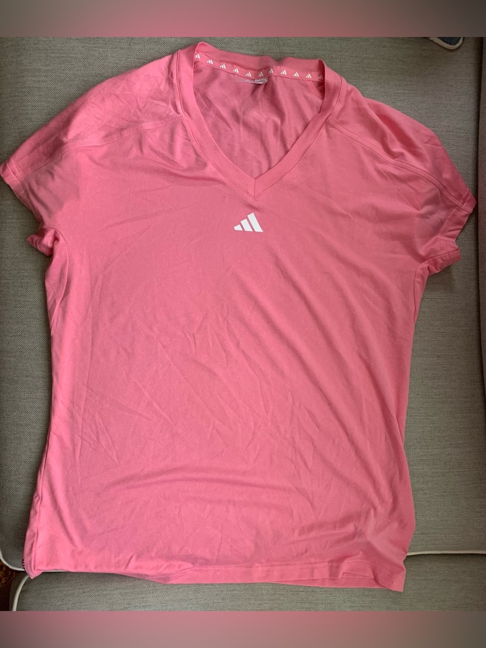 adidas Pink V-Neck Athletic Tee